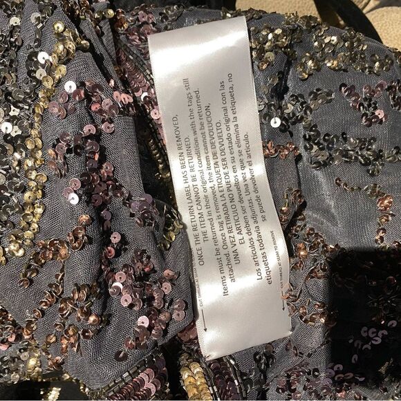 NWT Mac Duggal Charcoal Embellished Flutter Sequin Gown Dress Sz 8 $695 #5439 - Picture 12 of 12